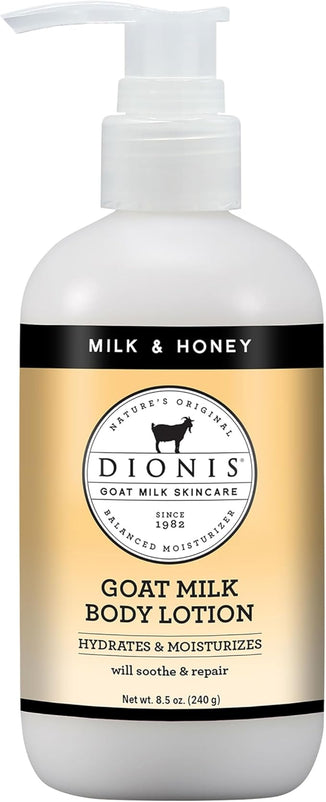 Dionis Goat Milk Hydrating Skincare Cream, Rich & Creamy Daily Moisturizing Milk & Honey Scented Body Lotion For Dry Skin, Made in the USA, Cruelty-Free & Paraben-Free, 8.5 oz Bottle