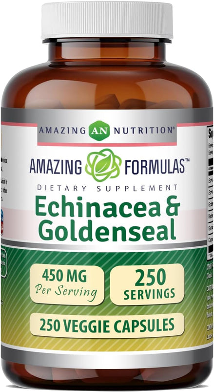 Amazing Formulas Echinacea with Goldenseal Supplement | 450 Mg | Veggie Capsules | Non-GMO | Gluten Free | Made in USA