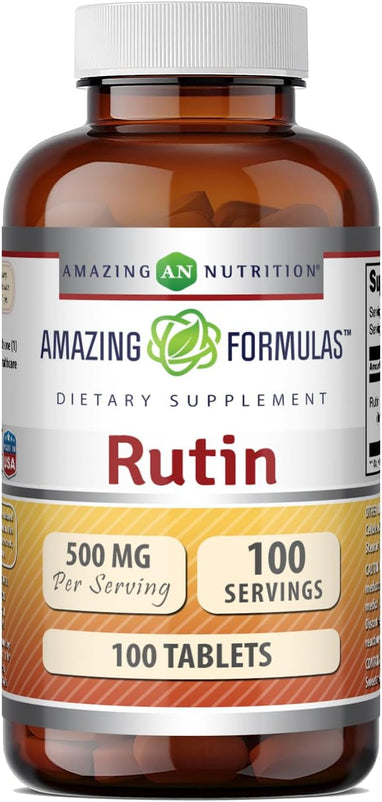 Amazing Formulas Rutin 500 Mg Tablets Supplement - Non-GMO - Gluten-Free - Made in the USA - 1 Pack -100 Count