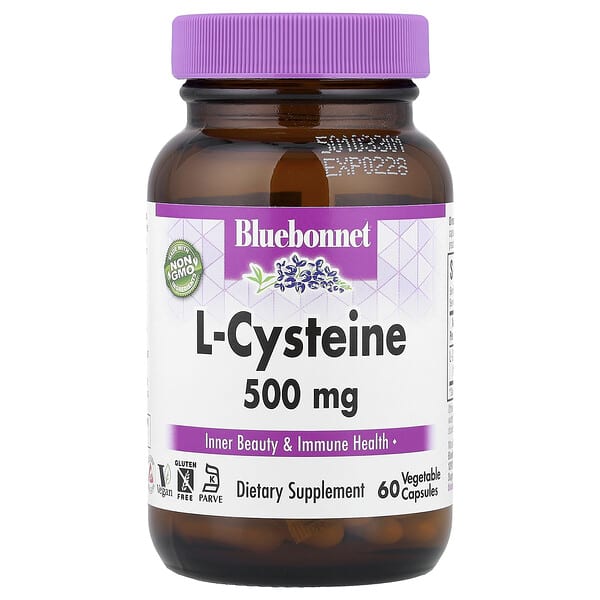 Bluebonnet Nutrition, L-Cysteine, 500 mg, 60 Vegetable Capsules