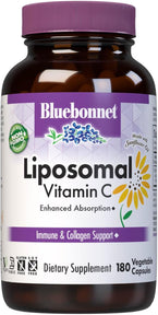 BlueBonnet Nutrition Liposomal Vitamin C 1000 mg, Made with Sunflower Oil, Immune & Joint Comfort*, Vegan, Kosher, Non-GMO, Gluten-Free, Soy-Free Milk-Free, 180 Vegetable Capsules, 90 Servings