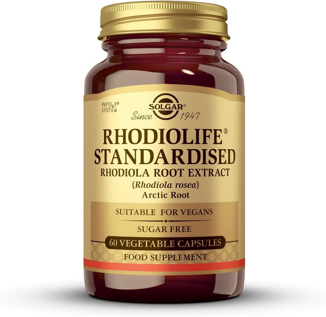 Solgar Rhodiola Root Extract, 60 Vegetable Capsules - Stress Support - Standardized Full Potency (SFP) - Non-GMO, Vegan, Gluten Free, Dairy Free, Kosher - 60 Servings