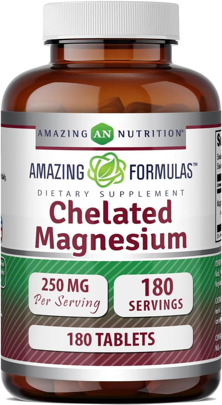Amazing Formulas Chelated Magnesium Supplement | 250 Mg | Tablets | Non-GMO | Gluten-Free | Made in USA