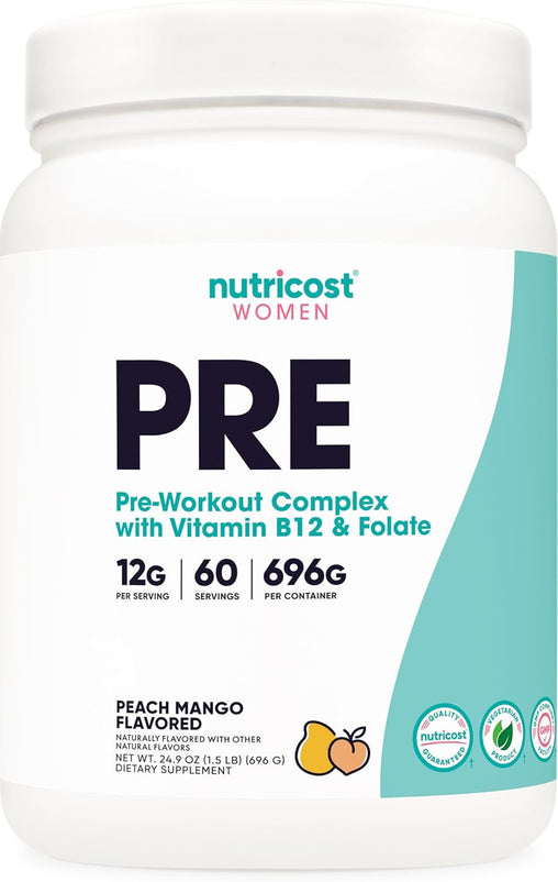 Nutricost Pre-Workout Powder for Women Peach Mango (60 Serv)