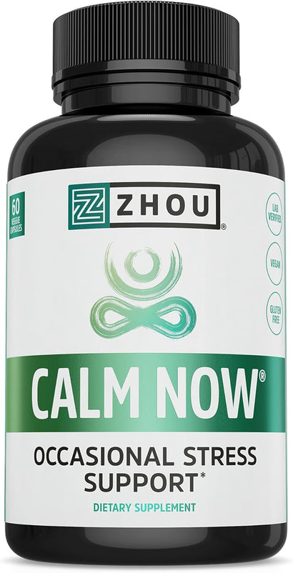 Zhou Nutrition CALM NOW Soothing Support Supplement, Herbal Blend Crafted To Keep Busy Minds Relaxed