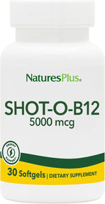 NaturesPlus Shot-O-B12 - 30 Softgels - 5000 mcg - Supports Energy & Immune Health - Gluten Free - 30 Servings