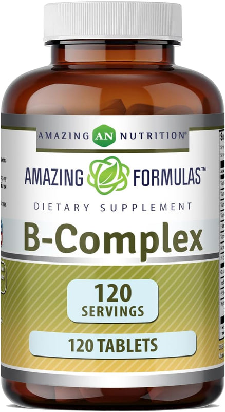 Amazing Formulas Vitamin B Complex with 11 Key Nutrients | 120 Tablets Supplement | Vitamin B1, B2, B3, B6, B12, Folic Acid, Biotin, Choline, Inositol, PABA