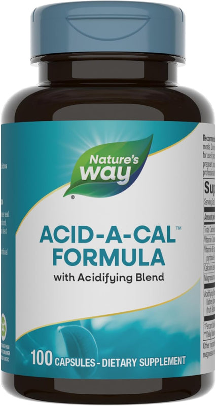 Nature's Way Acid-A-Cal, with Unique Acidifying Blend, with Betaine HCI, Rose Hips, Bioflavonoids, No Gluten, 100 Capsules
