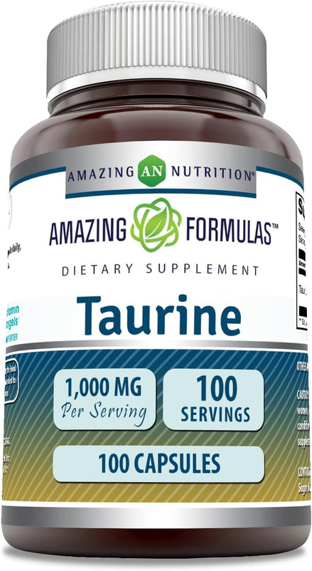Taurine 1000 Mg 100 Capsules - Pharmaceutical Grade - Antioxidant Amino Acid