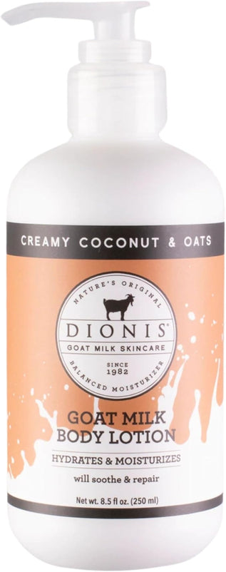 Dionis Goat Milk Hydrating Skincare Cream, Rich & Creamy Daily Moisturizing Coconut & Oats Scented Body Lotion For Dry Skin, Made in the USA, Cruelty-Free & Paraben-Free, 8.5 oz Bottle