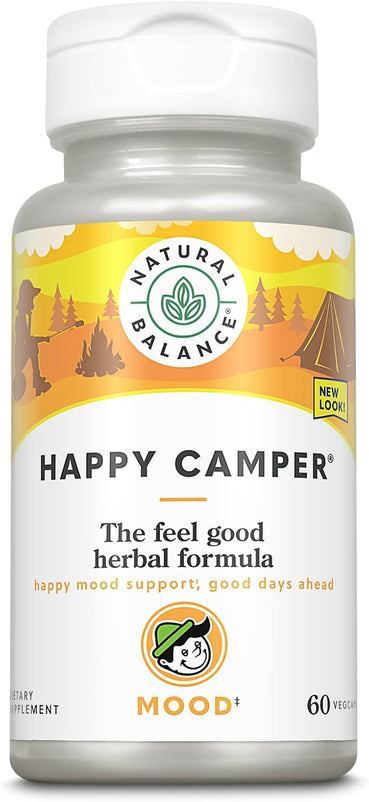 Natural Balance Happy Camper - Feel-Good Mood Support Supplement - Gotu Kola, Passion Flower, and Kava Kava Capsules
