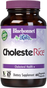 Bluebonnet Nutrition CholesteRice Vegetable Capsules, Red Yeast Rice, Plant Sterols, Pantethine, CoQ10, Policosanol, Vegan, Vegetarian, Non GMO, Gluten Free, Milk Free, SOY-FREE, 60 Vegetable Capsules