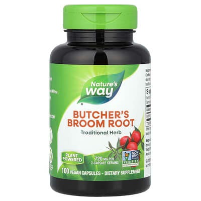 Nature's Way, Butcher's Broom Root, 720 mg, 100 Vegan Capsules (360 mg per Capsule)