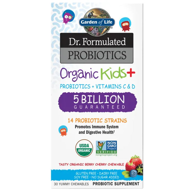 Dr. Formulated Probiotics Organic Kids+ Cooler Berry Cherry 30 Chewables