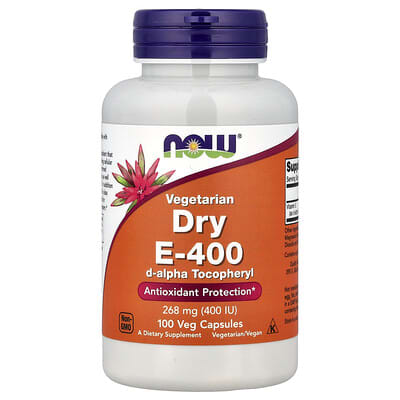 NOW Foods, Vegetarian Dry E-400, 268 mg (400 IU), 100 Veg Capsules