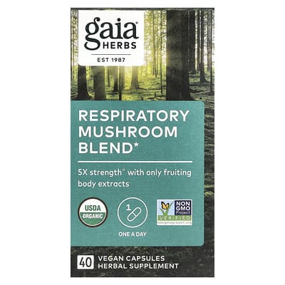 Gaia Herbs, Respiratory Mushroom Blend, 40 Vegan Capsules