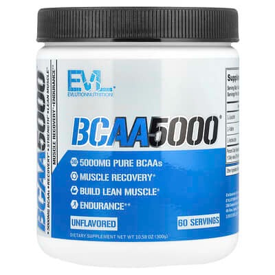EVLution Nutrition, BCAA5000®, Unflavored, 10.58 oz (300 g)