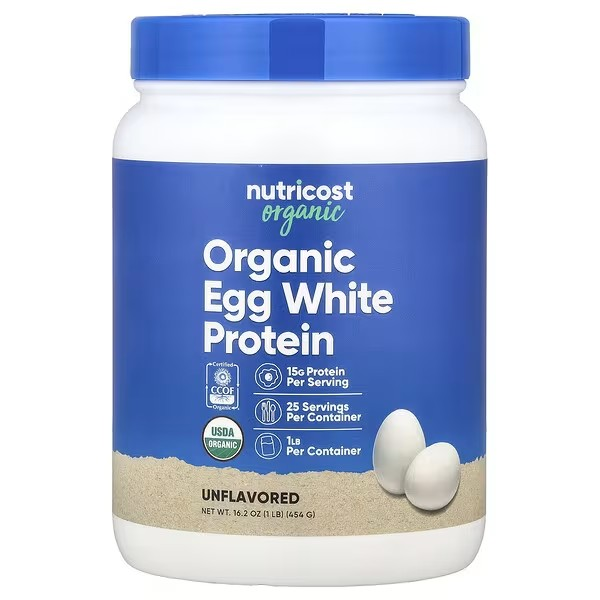 Nutricost, Organic Egg White Protein, Unflavored, 1 lb