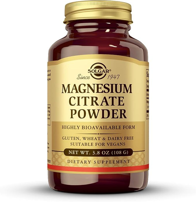Solgar Magnesium Citrate Powder - 3.8 oz - Vegan, Gluten & Dairy Free - Approx. 60 Servings