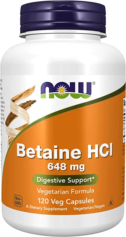 NOW Supplements, now betaine hcl,  648 mg,  120 Veg Capsules