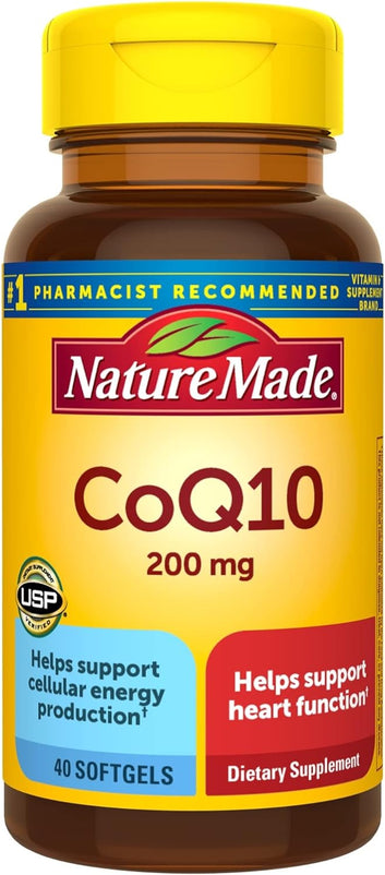 Nature Made CoQ10 200mg, Dietary Supplement for Heart Health Support, 40 Softgels, 40 Day Supply