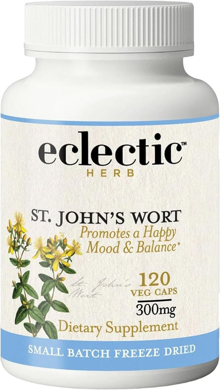 Eclectic Herb - St. John's Wort Capsules | Nervous System & Immune Support | Promotes a Positive Mood | Vegan, Non-GMO, Gluten Free, Freeze-Dried (120 CT | 300 mg)