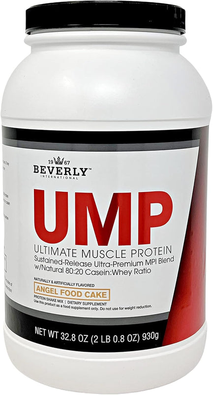 Beverly International UMP Protein Powder, Angel Food Cake. Unique Whey-Casein Ratio Builds Lean Muscle. Easy to Digest. No Bloat. (32.8 oz) 2lb .8 oz