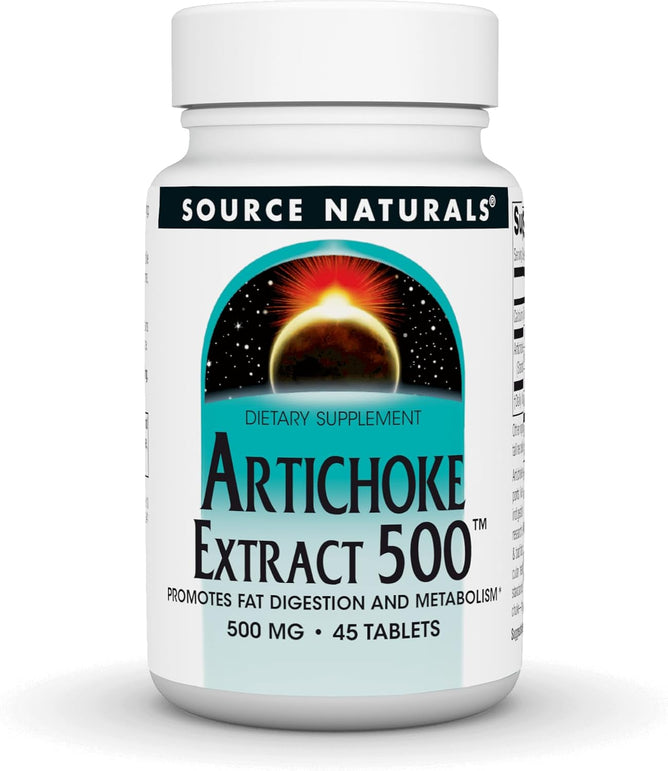 Source Naturals Artichoke Extract 500 - Promotes Fat Digestion and Metabolism* - 500 mg - 45 Tablets
