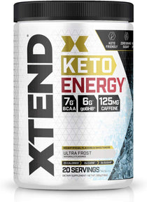 Xtend Keto Energy Bcaa Powder Ultra Frost | 125mg Caffeine + Sugar Free Bhb Exogenous Ketones Supplement With Bhb Salts & electrolytes | 7g bcaas for Men & Women | 20 Servings
