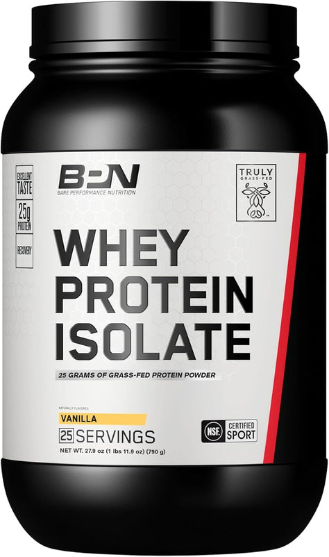 BARE PERFORMANCE NUTRITION, BPN Whey Protein Isolate, Vanilla, 25g Protein per Serving, 25 Servings