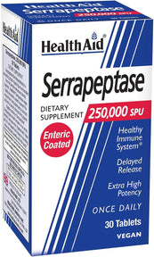 Serrapeptase - 250,000 SPU - 30 Tablets - Once Daily - Extra High Potency - Delayed Release - Vegan - Enteric Coated