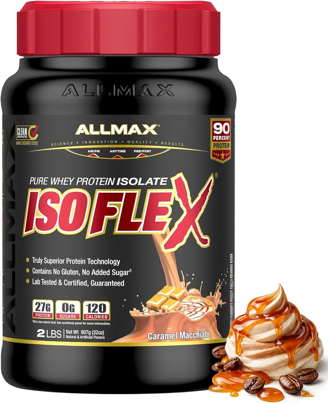 ALLMAX ISOFLEX Whey Protein Isolate, Caramel Macchiato, 2 lb
