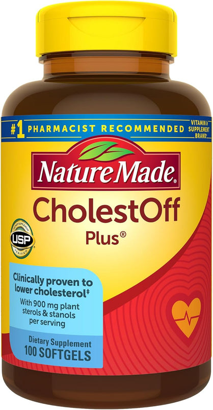 Nature Made CholestOff Plus, Dietary Supplement for Heart Health Support, 100 Softgels, 25 Day Supply