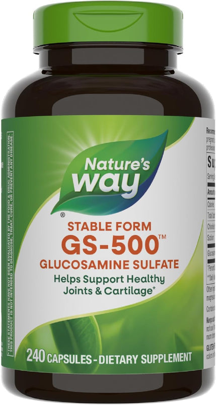 Nature's Way GS-500 Glucosamine Sulfate, Stable Form, Helps Support Healthy Joints & Cartilage*, 500 mg Glucosamine per Capsule, 240 Capsules