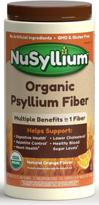 NuSyllium Psyllium Husk Powder, USDA Organic, 30.5 Oz, Dietary Fiber Supplement with Brown Sugar, Helps Digestive Health* Natural Orange, 72 Servings