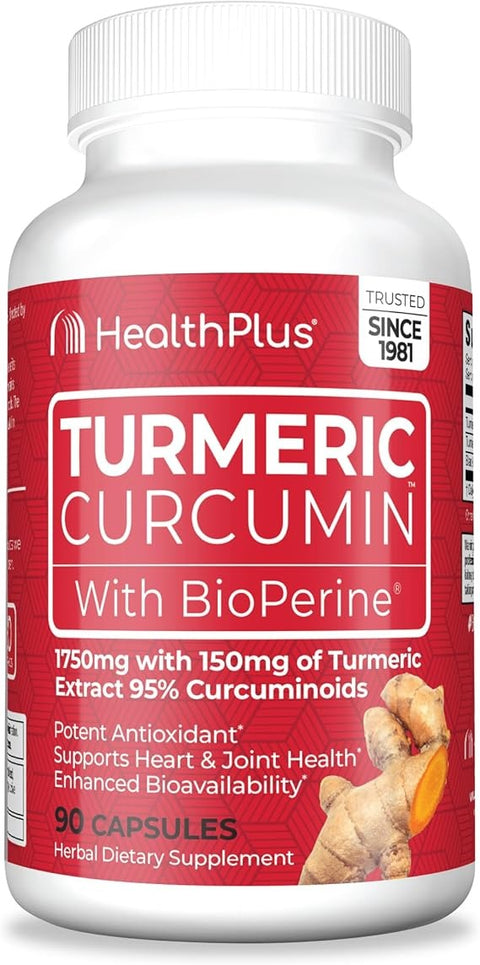 Health Plus Turmeric Curcumin, 90 Capsules, 30 Serving