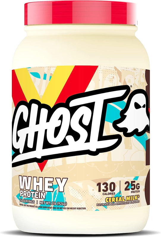 GHOST Whey Protein Powder, Cereal Milk - 2LB Tub, 25G of Protein - Flavored Isolate, Concentrate & Hydrolyzed Whey Protein Blend