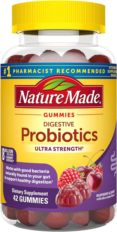 Nature Made Ultra Strength Digestive Probiotics, Probiotics for Women and Men, 42 Probiotic Gummies