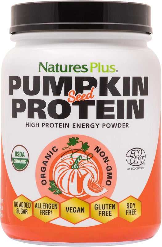 NaturesPlus Organic Pumpkin Seed Protein - .95 lbs Vegan Protein Powder - High Energy Protein Supplement, Promotes Prostate Health, Soothes Menstrual Discomfort - Vegetarian, Gluten-Free - 15 Servings
