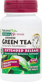 NaturesPlus Herbal Actives Chinese Green Tea, Extended Release - 750 mg - Overall Well-Being - 30 Vegetarian Tablets (30 Servings)