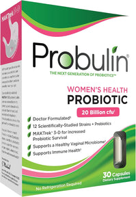 Probulin Women’s Health Probiotic + Prebiotic for Vaginal, Gut & Immune Health - 20 Billion CFU - 12 Probiotic Strains, 30 Vegan Capsules
