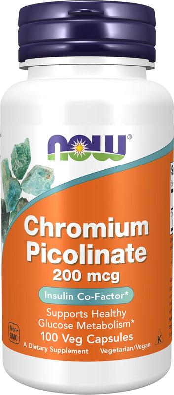 NOW Chromium Picolinate 200 mcg, Insulin Co-Factor*, 100 Veg Capsules