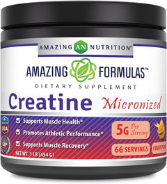Amazing Formulas Micronized Creatine Monohydrate Powder Supplement | 5000 mg Per Serving | Ideal Pre & Post Workout Supplement | Made in USA (1 LB, Fruit Punch)