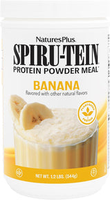 NaturesPlus SPIRU-TEIN, Banana - 1.2 lbs - Plant-Based Protein Shake - Non-GMO, Vegetarian, Gluten Free - 16 Servings