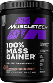 muscletech mass gainer, 100% Mass Gainer, Chocolate Fudge Brownie, 5.15 lbs with Creatine Supplements