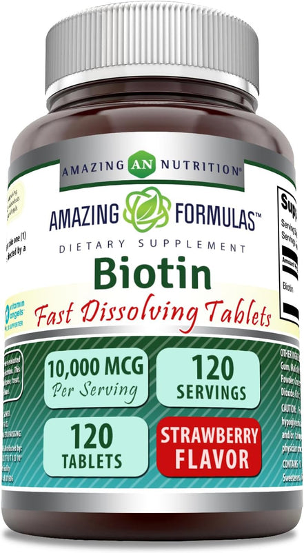 Amazing Formulas Biotin 10,000 mcg | Fast Dissolve Tablets | Non-GMO | Gluten Free Supplement | Made in USA