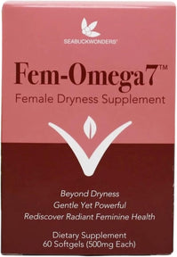 SeabuckWonders Organic Fem-Omega7 Supplement, Vaginal Moisturizer Supporting Female Dryness, 60 Count Softgels
