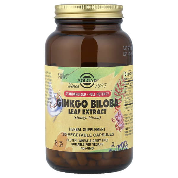 Solgar, Ginkgo Biloba Leaf Extract, 180 Vegetable Capsules