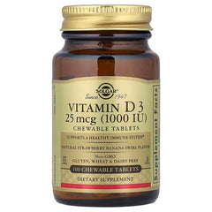 Solgar Vitamin D3, 25 mcg (1,000 IU), 100 Chewable Tablets