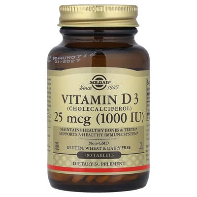 Solgar, Vitamin D3, 25 mcg (1,000 IU), 180 Tablets